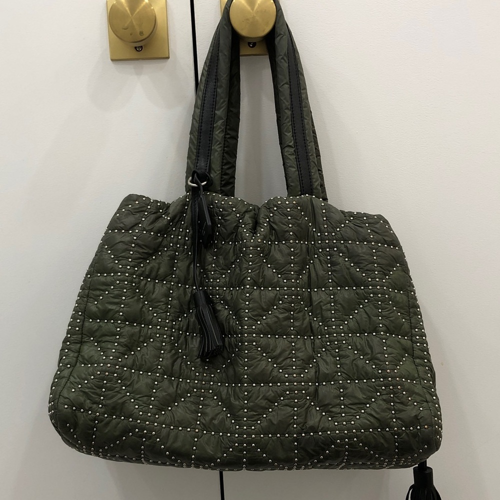 Sonia Rykiel Chic Quilted Tote Bag in Dark Green